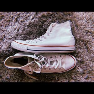 White all-star converse high tops 😁